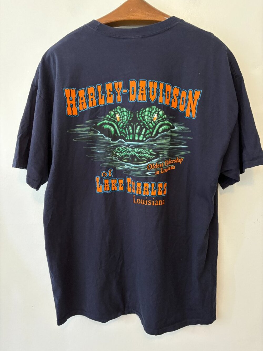 Harley Davidson Short Sleeve T-Shirt Size XL Lake Charles Louisiana  Alligator